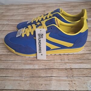 No Boundaries Men's Leather Upper Lace Up Blue and Yellow Sneakers Shoes
